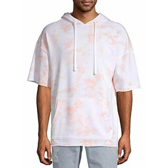 No Boundaries Other - No Boundaries Men's Short Sleeve Pullover Hoodie-Orange Tie Dye-2XL 50/52 New